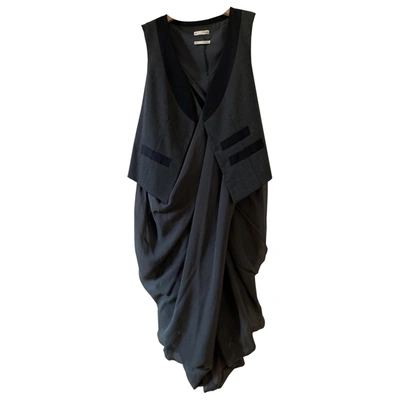 Pre-owned Hoss Intropia Silk Mid-length Dress In Grey