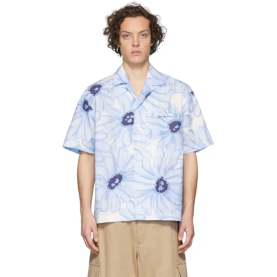 Jacquemus La Chemise Jean Floral-print Cotton Shirt In Light Blue,white,blue