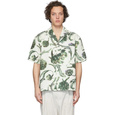 Jacquemus La Chemise Jean Floral-print Cotton And Linen-blend Shirt In White