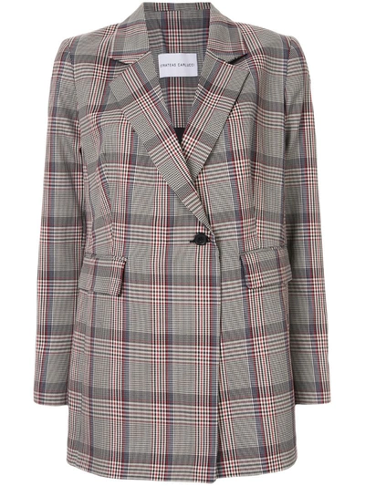 Strateas Carlucci Houndstooth-check Pleated Blazer In Grey