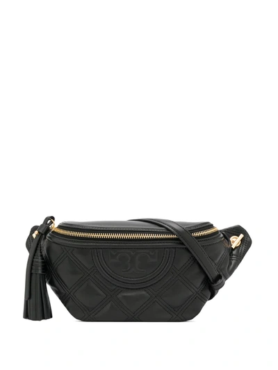 Tory Burch Fleming Quilted-effect Belt Bag In Black