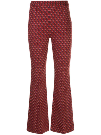 Rosetta Getty Pull-on Cropped Flare Trousers In Red