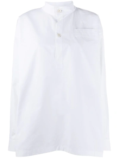 Jil Sander Band-collar Boxy Shirt In White