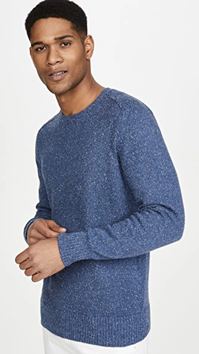 Alex Mill Donegal Shoulder Crew Neck Sweater In Navy Donegal