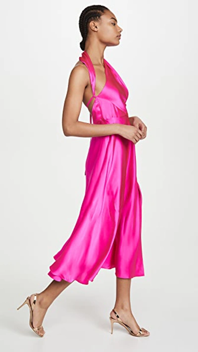 Azeeza Midi Dress With Slit In Ultra Pink