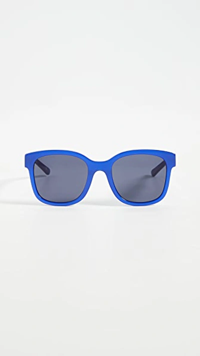 Balenciaga Block Oversize Square Acetate Sunglasses In Blue/blue/blue