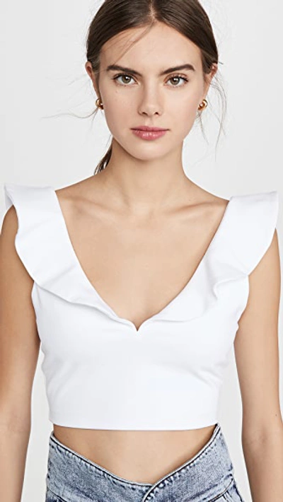 Susana Monaco Double V Ruffled Crop Top In Sugar