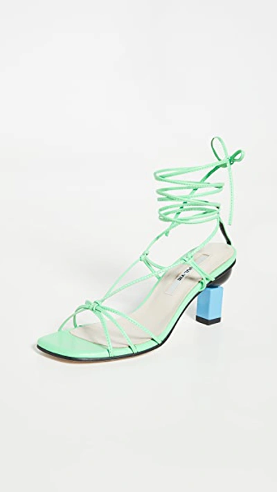Yuul Yie Trophy Lace-up Sandals In Fern Green/aqua