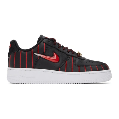Nike Air Force 1 Jewel Qs Pinstriped Leather Sneakers In Black