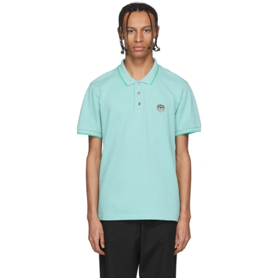 Kenzo Fitted Tiger Polo Shirt In 60 Aqua