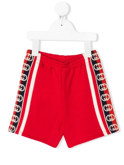Gucci Babies' Red And White Bermuda Shorts In Rosso/bianco