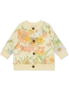 Gucci Babies' White Cardigan With Floreal Press In Bianco