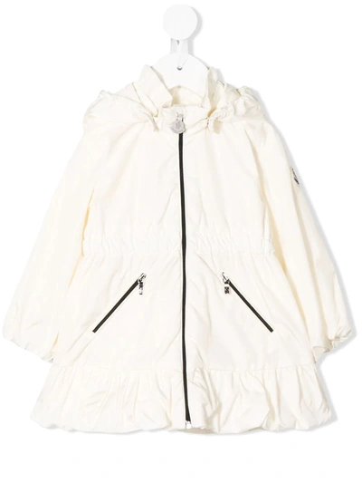 Moncler Babies' White Parka With Ruffles In 034