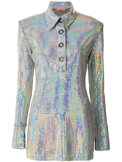 Manning Cartell Metallic Polo Shirt Dress In Silver
