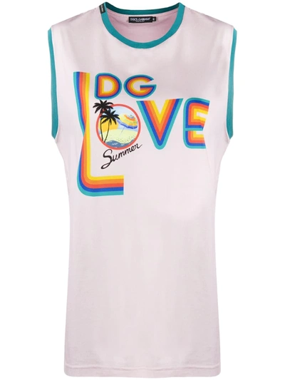 Dolce & Gabbana Dg Love Print Tank Top In Pink