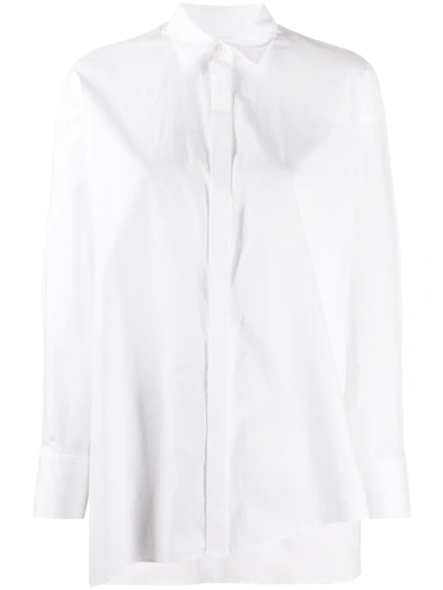 Enföld Oversized Asymmetric Hem Shirt In White