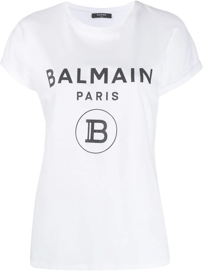 Balmain Logo Printed T-shirt In White