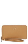 Tory Burch Robinson Leather Continental Zip Wallet In Cardamom/gold