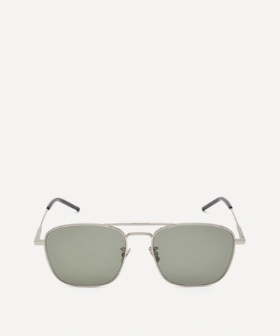 Saint Laurent Metal Aviator Sunglasses In Silver