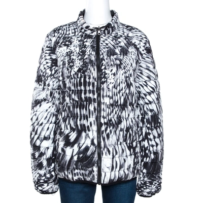 Pre-owned Just Cavalli Monochrome Printed Quilted Reversible Jacket L In Black