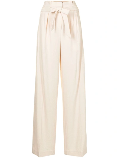Jonathan Simkhai Emiko Textured Wide-leg Trousers In Ecru