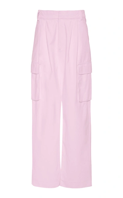 Tibi Nylon Pleated Cargo Pant In Pink