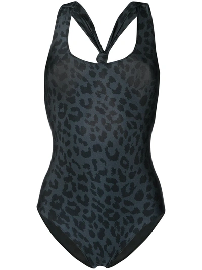 Pinko Leopard Print Swimsuit In Grey