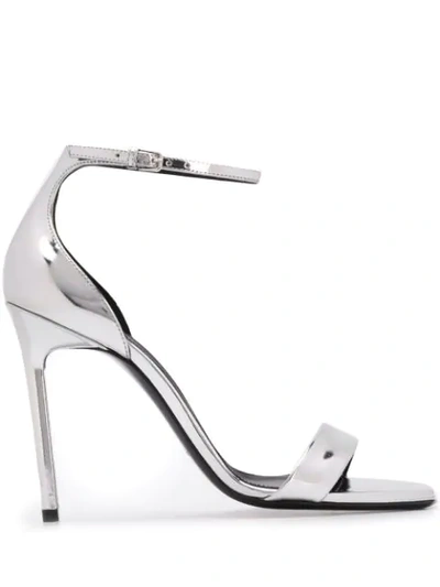 Saint Laurent Amber 110mm Sandals In Silver