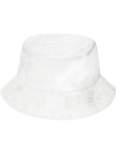 Maison Michel Jason Embroidered Bucket Hat In White