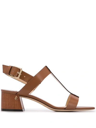 Jimmy Choo Jin 45 Leather Sandals In Brown