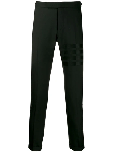 Thom Browne 4-bar Plain Weave Suiting Skinny Trousers In Black