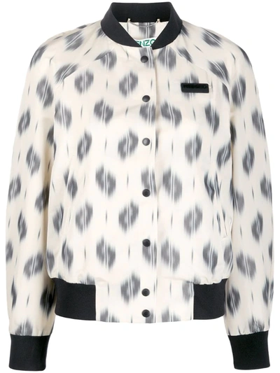 Kenzo Ikat Buttoned Bomber Jacket In Neutrals