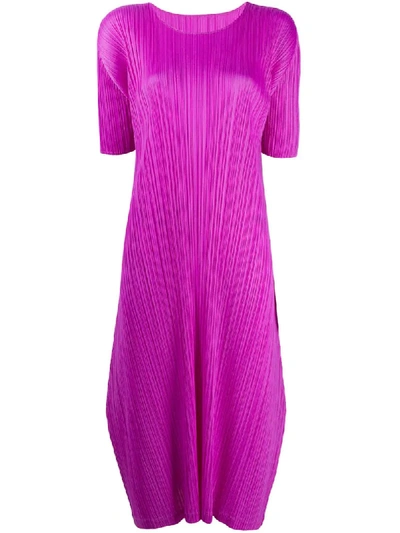Issey Miyake Plissé Midi Dress In Purple