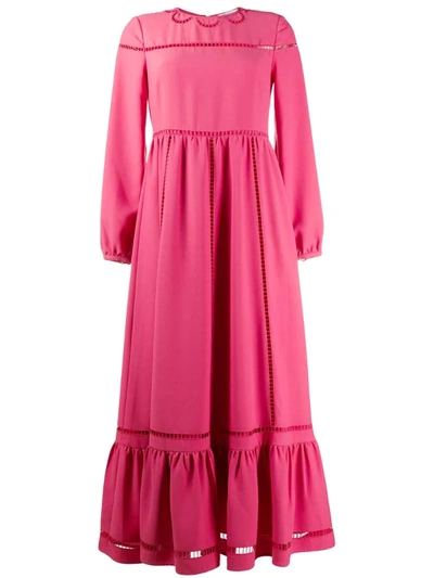 Red Valentino Long Ruffle-embellished Dress In Pink