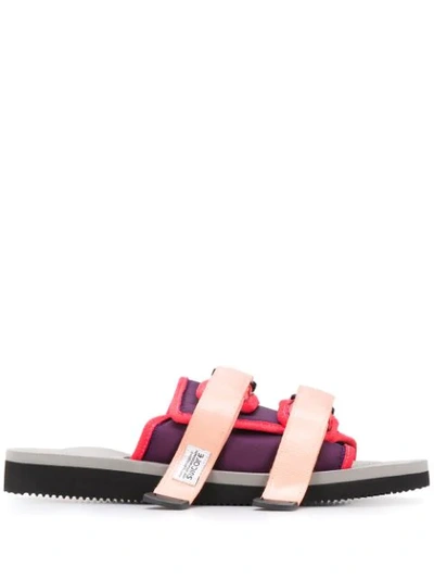 Suicoke Double Strap Fastened Slides In Purple