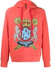 Neil Barrett Coat-of-arms Print Hoodie In Red