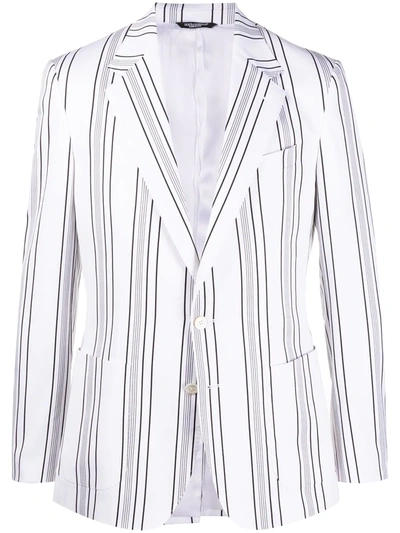 Dolce & Gabbana Striped Stretch Cotton Taormina-fit Jacket In White