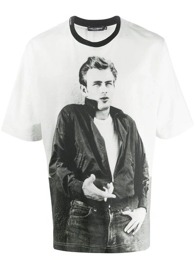 Dolce & Gabbana Cotton T-shirt With James Dean Print In Grey | ModeSens