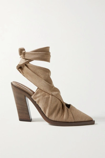 Burberry Women's Tillington Ankle-wrap Mules In Light Brown | ModeSens