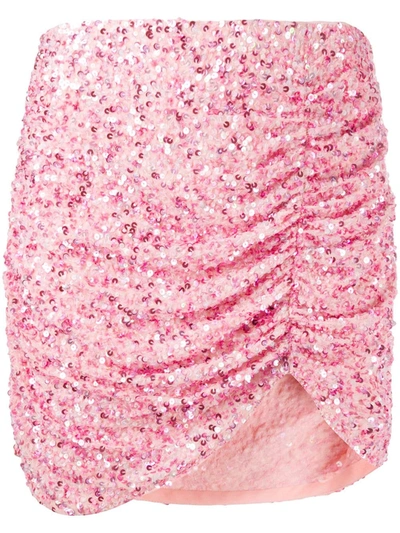 Retroféte Celestia Ruched Sequin Skirt In Pink