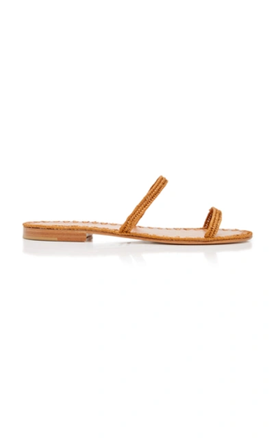 Carrie Forbes Salam Raffia Flat Slide Sandals In Brown