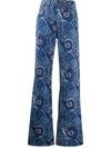 Etro Flared Jeans With Paisley Patterns In Blue