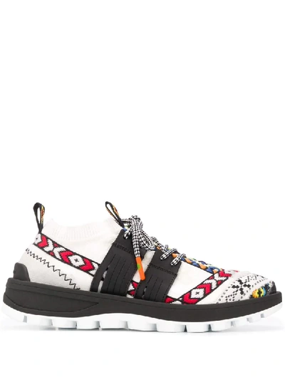 Etro Jacquard Sneakers With Geometric Patterns In White