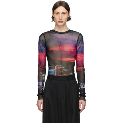 Ambush Knitted Top Printed Power Mesh In Multicolor