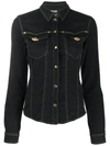 Versace Jeans Couture Decorated Denim Shirt In Black