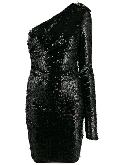Versace Jeans Couture Black Sequins One-shoulder Dress