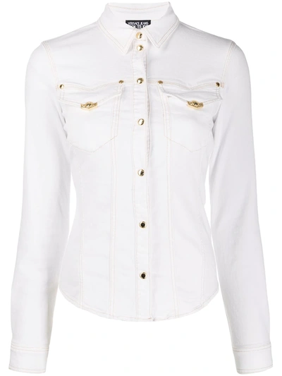 Versace Jeans Couture Decorated White Denim Shirt