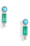 Anzie Dew Drop Bezel Stud Earrings In Silver/ Green/ Blue