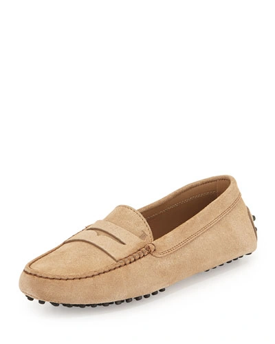 Tod's Gommini Mocassino - Suede Dr In Tan/camel