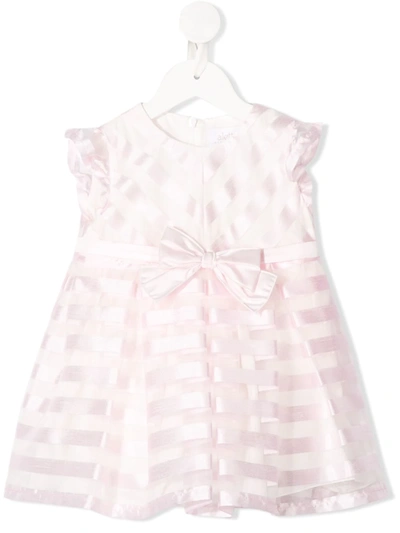 Aletta Babies' Striped Bow-embellished Dress In Pink